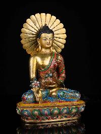 [medicine Buddha], Buddhist Statue, [thangka Color Finishing], [face Painted]