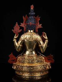 [chenrezig] Buddhist Statue, [full Gold Plated], [stone Setting], [face Painted]