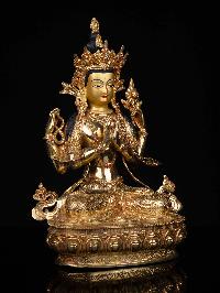 [chenrezig] Buddhist Statue, [full Gold Plated], [stone Setting], [face Painted]