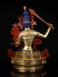 [manjushri] Buddhist Statue, [full Gold Plated], [stone Setting], [face Painted]