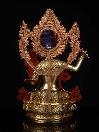 [manjushri] Buddhist Statue, [full Gold Plated], [stone Setting], [face Painted]