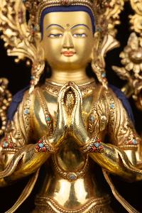[chenrezig] Buddhist Statue, [full Gold Plated], [stone Setting], [face Painted]