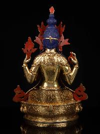 [chenrezig] Buddhist Statue, [full Gold Plated], [stone Setting], [face Painted]