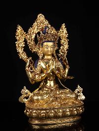 [chenrezig] Buddhist Statue, [full Gold Plated], [stone Setting], [face Painted]