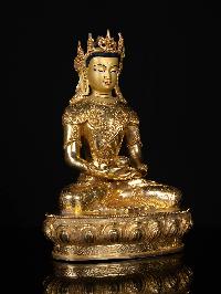 [medicine Buddha], [shakyamuni Buddha] And [amitabha Buddha] Set, Buddhist Statue, [full Gold Plated], [face Painted]