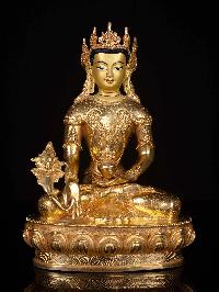 [medicine Buddha], [shakyamuni Buddha] And [amitabha Buddha] Set, Buddhist Statue, [full Gold Plated], [face Painted]