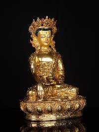 [crown Shakyamuni Buddha], Buddhist Statue, [full Gold Plated], [stone Setting], [face Painted]