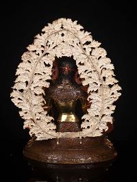 [green Tara], Buddhist Handmade Statue, [partly Gold Plated With Extra Gold], [face Painted]