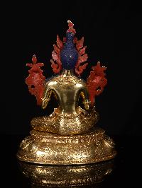 [green Tara], Buddhist Handmade Statue, [full Gold Plated], [face Painted]