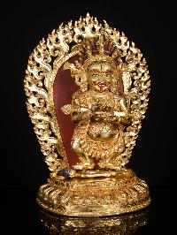 [mahakala Two Arms], Buddhist Handmade Statue, [full Gold Plated], [painted Face], [high Quality]