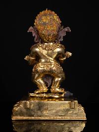 [mahakala Two Arms], Buddhist Handmade Statue, [full Gold Plated], [painted Face], [high Quality]