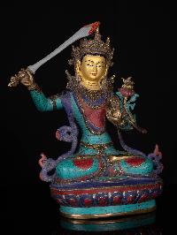 [manjushri], Buddhist Handmade Statue, [stone Setting], [face Painted]