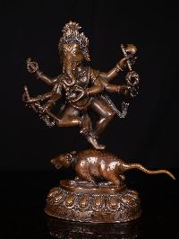 [ganesh], Buddhist Handmade Statue, [chocolate Oxidized], []