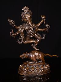 [ganesh], Buddhist Handmade Statue, [chocolate Oxidized], []