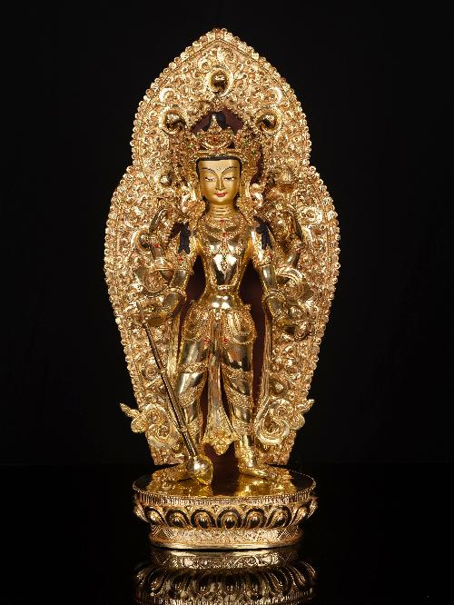 This 31cm tall Vishnu, Buddhist Handmade Statue, Full Gold Plated, Face Painted (Product Code: HMS35665) weighs 4.95kg and is available at an offer price of US$960.
