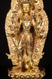[vishnu], Buddhist Handmade Statue, [full Gold Plated], [face Painted]