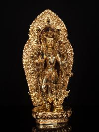 [vishnu], Buddhist Handmade Statue, [full Gold Plated], [face Painted]