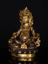 [yellow Jambhala], Buddhist Handmade Statue, [chocolate Oxidized], [face Painted]