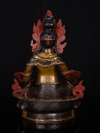 [yellow Jambhala], Buddhist Handmade Statue, [chocolate Oxidized], [face Painted]