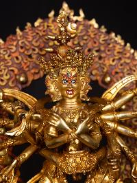 [kalachakra], Buddhist Handmade Statue, [full Gold Plated], [face Painted]