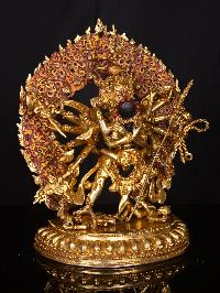 [kalachakra], Buddhist Handmade Statue, [full Gold Plated], [face Painted]