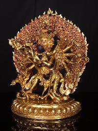 [kalachakra], Buddhist Handmade Statue, [full Gold Plated], [face Painted]