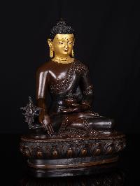 [medicine Buddha], Buddhist Handmade Statue, [chocolate Oxidized], [face Painted]