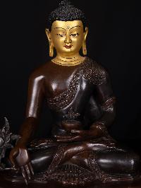 [medicine Buddha], Buddhist Handmade Statue, [chocolate Oxidized], [face Painted]