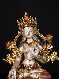 [white Tara], Buddhist Handmade Statue, [thangka Color Finishing], [stone Setting]