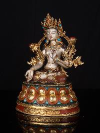 [white Tara], Buddhist Handmade Statue, [thangka Color Finishing], [stone Setting]