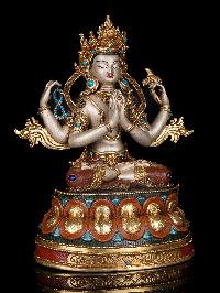 [chenrezig], Buddhist Handmade Statue, [thangka Color Finishing], [stone Setting]