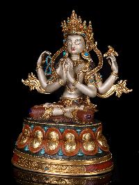 [chenrezig], Buddhist Handmade Statue, [thangka Color Finishing], [stone Setting]