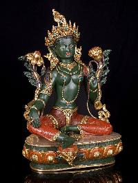 [green Tara], Buddhist Handmade Statue, [thangka Color Finishing], [stone Setting]