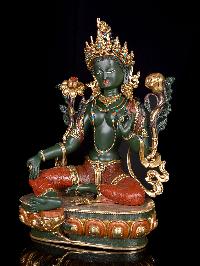 [green Tara], Buddhist Handmade Statue, [thangka Color Finishing], [stone Setting]