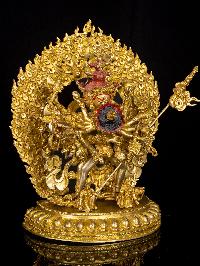 [kalachakra], Buddhist Handmade Statue, [full Gold Plated], [face Painted]