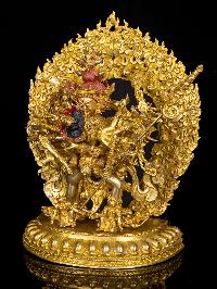 [kalachakra], Buddhist Handmade Statue, [full Gold Plated], [face Painted]