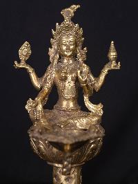 [unique], Statue Of Panas, Oil Lamp, Sukunda Laksmi Or Laxmi, Panas, [bronze Finishing]