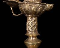 [unique], Statue Of Panas, Oil Lamp, Sukunda Laksmi Or Laxmi, Panas, [bronze Finishing]