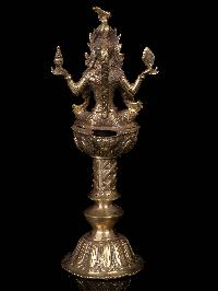 [unique], Statue Of Panas, Oil Lamp, Sukunda Laksmi Or Laxmi, Panas, [bronze Finishing]