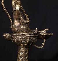 [unique], Statue Of Panas, Oil Lamp, Sukunda With Ganesh, Panas, [brass Finishing]