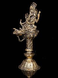 [unique], Statue Of Panas, Oil Lamp, Sukunda With Ganesh, Panas, [brass Finishing]