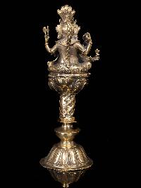 [unique], Statue Of Panas, Oil Lamp, Sukunda With Ganesh, Panas, [brass Finishing]