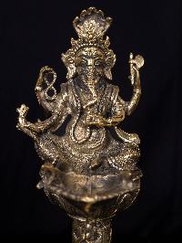 [unique], Statue Of Panas, Oil Lamp, Sukunda With Ganesh, Panas, [brass Finishing]