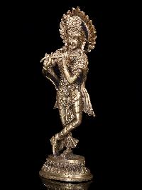 [krishna], Nepali Handmade Statue, [brass Finishing]