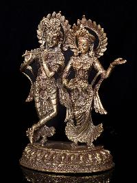 [radha And Krishna], Dancing Couple Nepali Handmade Statue, [brass Finishing]