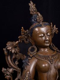 [green Tara], Buddhist Handmade Statue, [chocolate Oxidized]