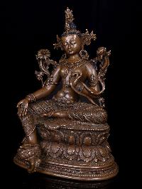 [green Tara], Buddhist Handmade Statue, [chocolate Oxidized]