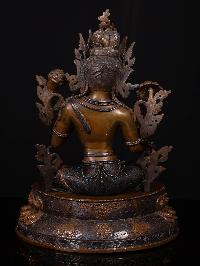 [green Tara] With Double Base, Buddhist Handmade Statue, [chocolated Oxidized]