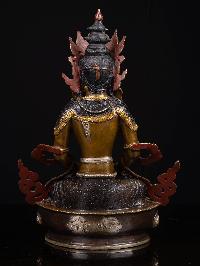 [aparimita], Buddhist Handmade Statue, [silver And Chocolate Oxidized], [face Painted]