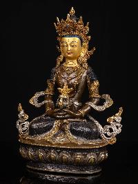 [aparimita], Buddhist Handmade Statue, [silver And Chocolate Oxidized], [face Painted]